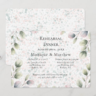 Invitación Cena de ensayo de boda con Eucalipto Pink Blush