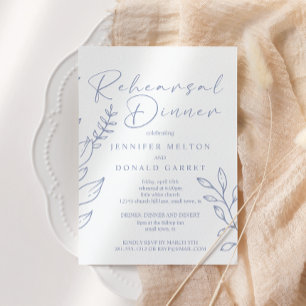Invitación Cena de ensayo de boda con flores de vincapervinca