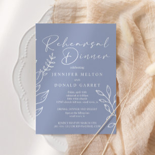 Invitación Cena de ensayo de boda con flores de vincapervinca