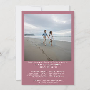 Invitación Cena de Ensayo de Boda con Foto Rosa Polvorienta M