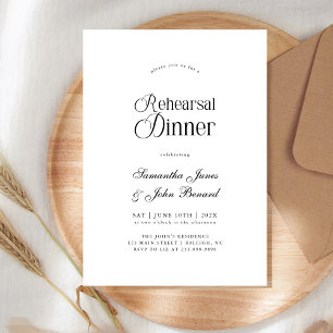Invitación Cena de ensayo de boda con guión chic moderno