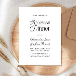 Invitación Cena de ensayo de boda con guión chic moderno