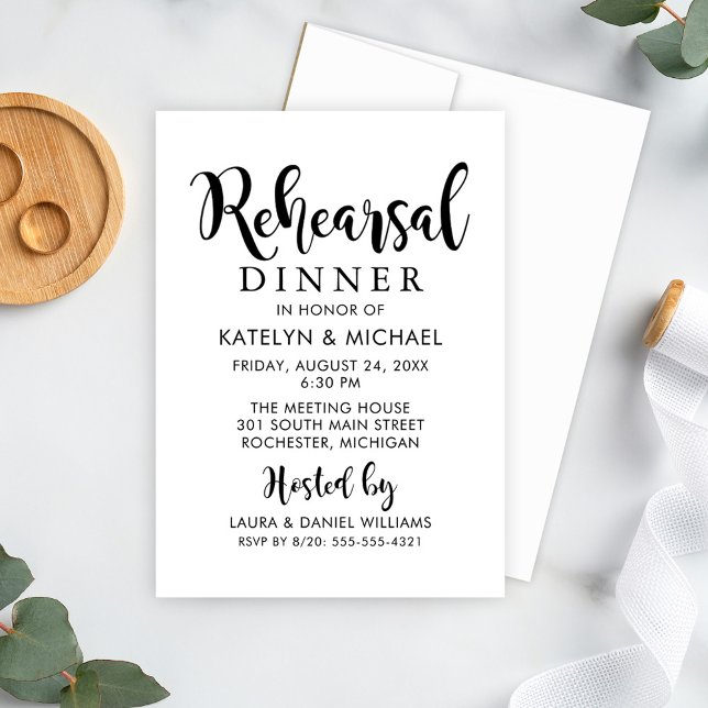 Invitación Cena de ensayo de boda con guión moderno (Subido por el creador)