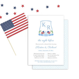 Invitación Cena de Ensayo de Boda con la Cresta Patriótica de