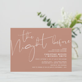 Invitación Cena de Ensayo de Boda con Letra Negra Minimalista