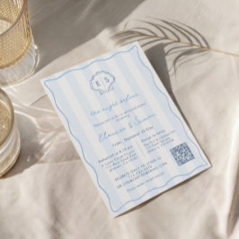 Invitación Cena de Ensayo de Boda con Monograma de Concha Mod