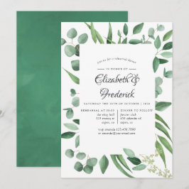 Invitación Cena de ensayo de boda con vegetación de eucalipto
