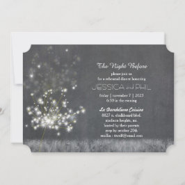 Invitación Cena de ensayo de Boda Dandelion de escala de gris