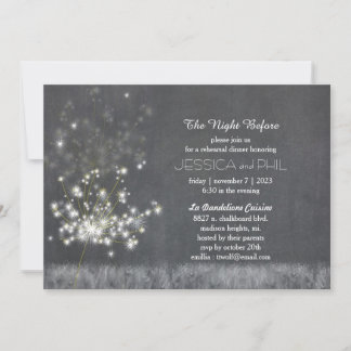 Invitación Cena de ensayo de Boda Dandelion de escala de gris