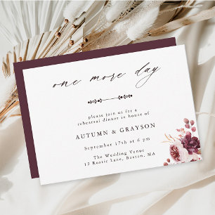 Invitación Cena de ensayo de boda de acuarela de romance de o