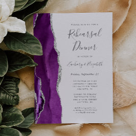 Invitación Cena de ensayo de boda de ágata lila plateada púrp