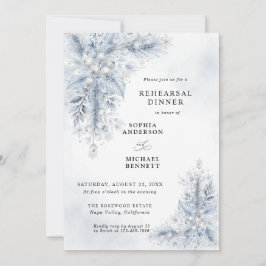 Invitación Cena de Ensayo de Boda de Bayas Blancas Congeladas