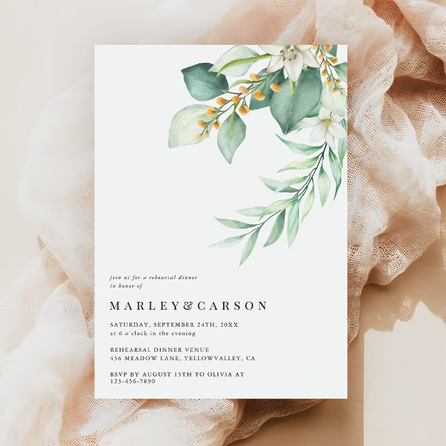 Invitación Cena de ensayo de boda de boho verde eucalipto (Subido por el creador)