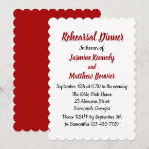 Invitación Cena de ensayo de boda de Borgoña roja Otoño Campo