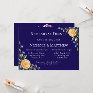 Invitación Cena de ensayo de Boda de cítricos del Mediterráne