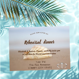 Invitación Cena de ensayo de boda de conchas de playa, corazo