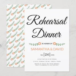 Invitación Cena de ensayo de boda de coral de tipografía mode