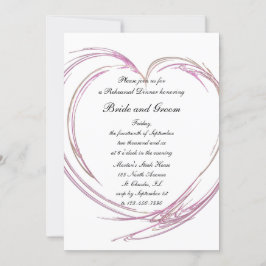 Invitación Cena de ensayo de Boda de corazón rosado