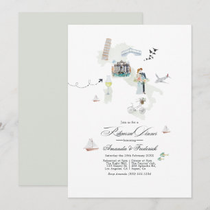 Invitación Cena de Ensayo de Boda de Destino en Italia