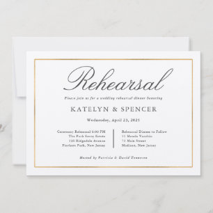 Invitación Cena de Ensayo de Boda de Elegancia Simple Clásica