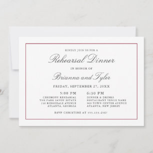 Invitación Cena de Ensayo de Boda de Elegancia Simple Clásica