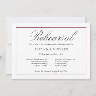 Invitación Cena de Ensayo de Boda de Elegancia Simple Clásica