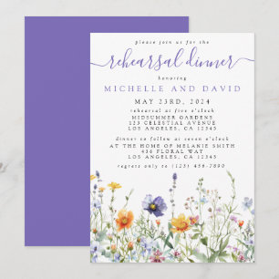Invitación Cena de ensayo de Boda de flores silvestres