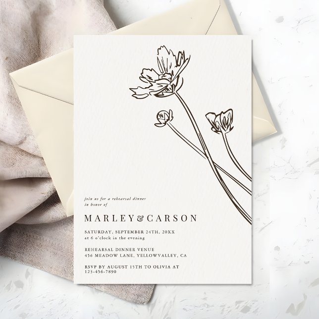 Invitación Cena de ensayo de boda de flores silvestres modern (Subido por el creador)