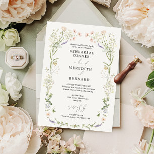 Invitación Cena de ensayo de boda de flores silvestres rústic