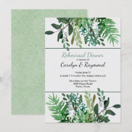 Invitación Cena de ensayo de Boda de follaje verde
