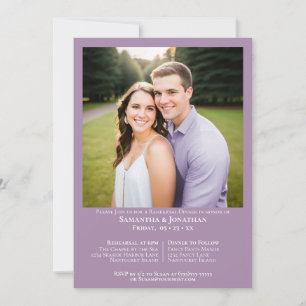 Invitación Cena de Ensayo de Boda de Foto Lavanda Minimalista