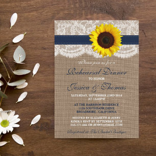 Invitación Cena de ensayo de Boda de girasol ruso - Armada