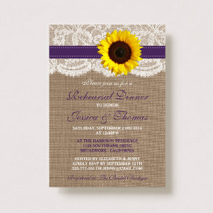 Invitación Cena de ensayo de Boda de girasol ruso - morado
