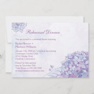 Invitación Cena de ensayo de Boda de hidrangea púrpura