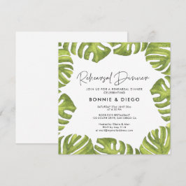 Invitación Cena de ensayo de boda de hojas de palma tropicale
