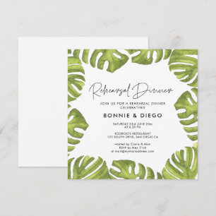 Invitación Cena de ensayo de boda de hojas de palma tropicale