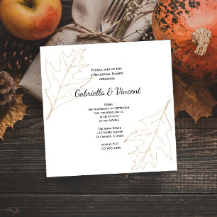 Invitación Cena de ensayo de Boda de hojas de roble de otoño