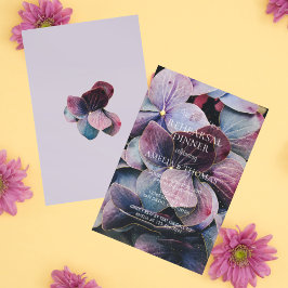 Invitación Cena de ensayo de Boda de Hydrangeas Purple Gold