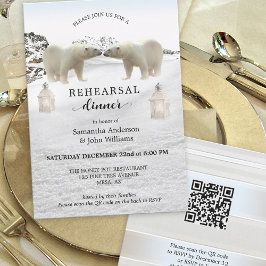 Invitación Cena de ensayo de Boda de Invierno de Oso Polar