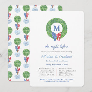 Invitación Cena de ensayo de Boda de la guirnalda Patriótica