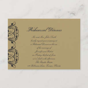Invitación Cena de ensayo de Boda de la pelota de oro y marin