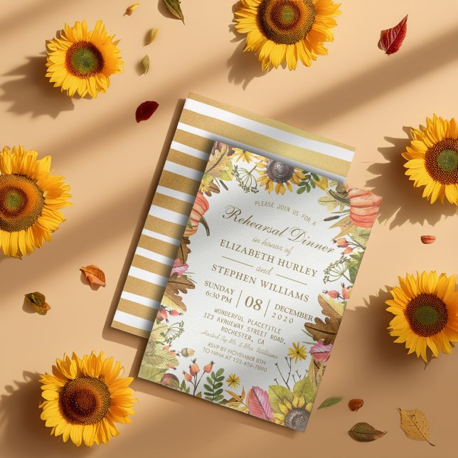 Invitación Cena de ensayo de Boda de las calabazas de otoño (Subido por el creador)