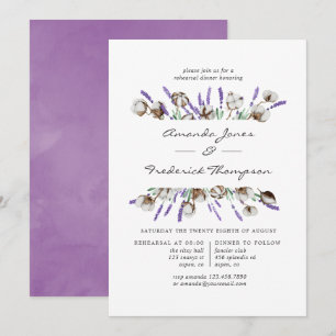 Invitación Cena de ensayo de boda de lavanda y algodón