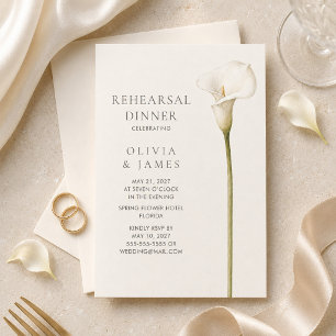 Invitación Cena de ensayo de boda de lirio de calla blanco mo