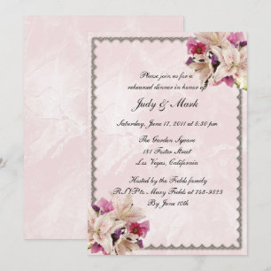 Invitación Cena de ensayo de boda de mármol rosa floral de li