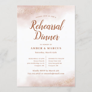 Invitación Cena de ensayo de Boda de nube rosa