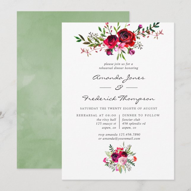 Invitación Cena de ensayo de boda de otoño (Anverso / Reverso)