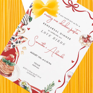 Invitación Cena de Ensayo de Boda de Pasta de Pollo Marry Me