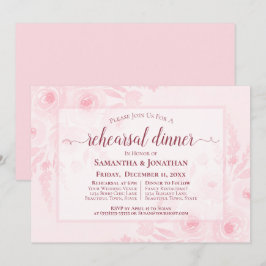 Invitación Cena de ensayo de boda de peonías acuarela rosadas