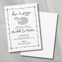 Invitación Cena de Ensayo de Boda de Pizza con Amor Dibujado
